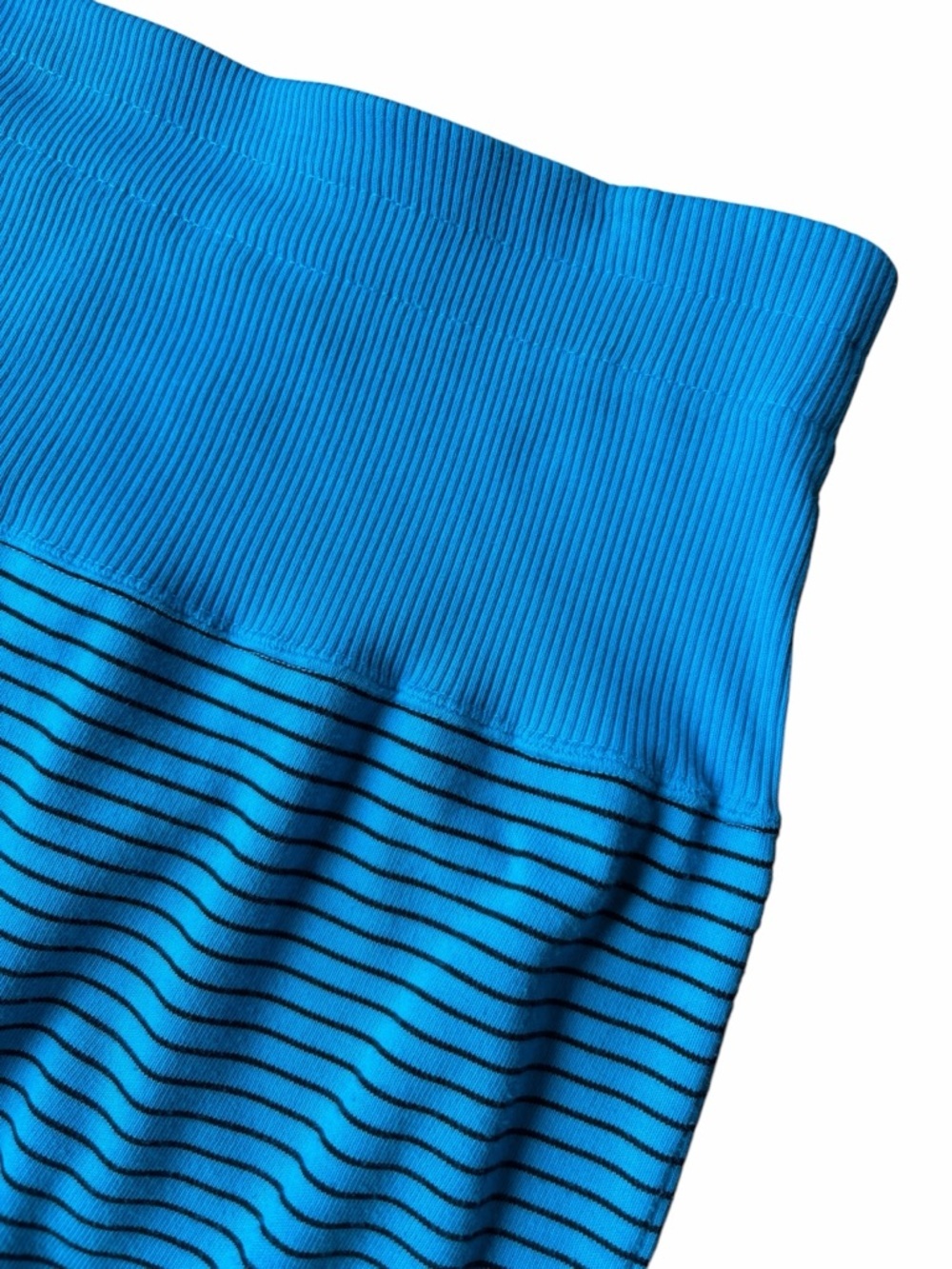 Vintage Y2K Turquoise ribbed Striped Pencil Skirt - Sleek Everyday Style - Picture 2 of 9
